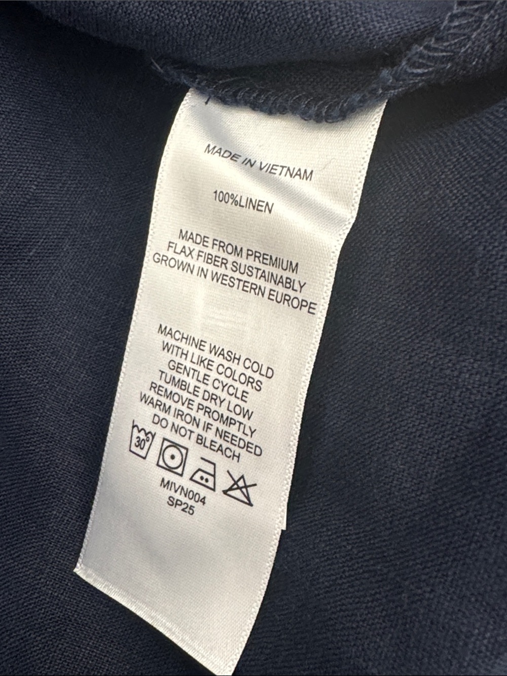 Quince 100% European Linen Button Front Dress in Deep Navy Size: M - Picture 6 of 8